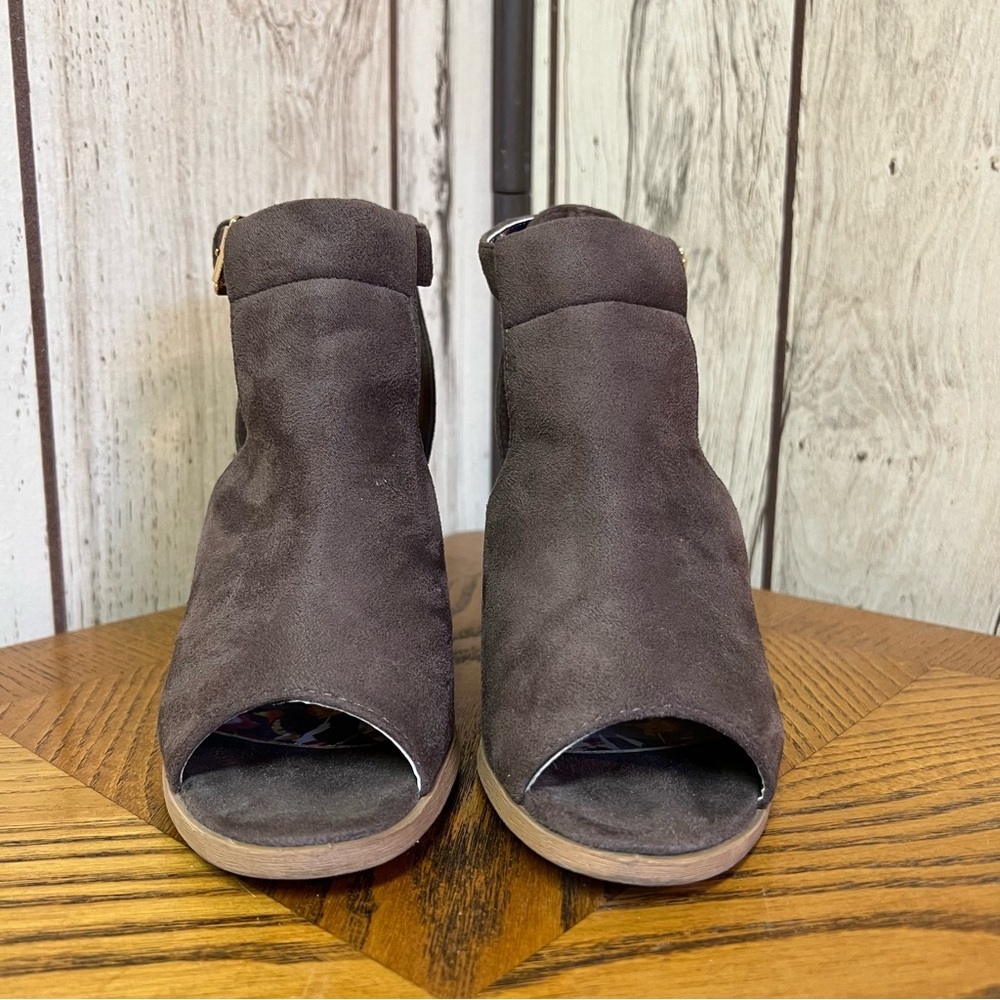 Christian Lacroix Peep Toe Brown Suede Booties | Women's Size 7.5 ๐ขโจ - Picture 4 of 11